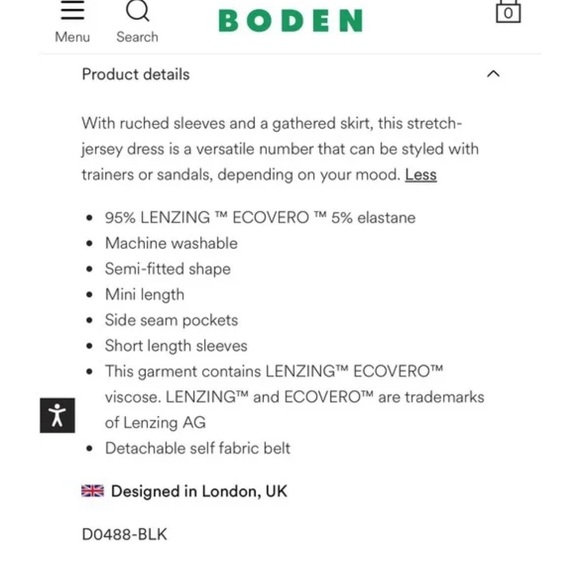 NEW • Boden • Women’s Ruched Bust Jersey Mini Dress
Black 8R - Picture 3 of 5
